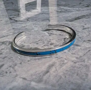 터콰이즈 스트라이프 실버 뱅글 팔찌