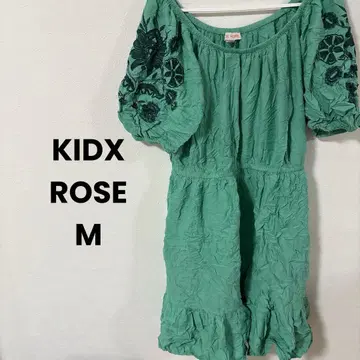 새상품급 [M] KIDX ROSE 그린 반팔 원피스 그린 꽃무늬