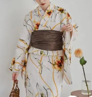 꽃무늬 유카타 오비 세트