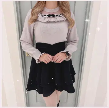 evelyn 시어 프릴 리본 니트