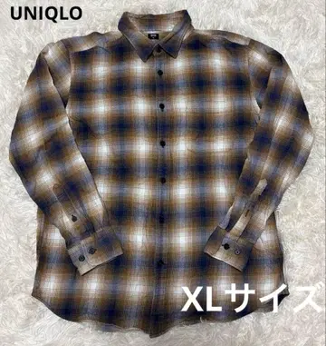 유니클로 플란넬 셔츠 긴팔 체크 옴브레 면 100% XL 사이즈