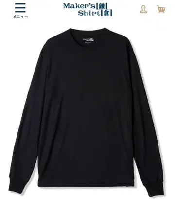 가마쿠라 셔츠 메리노울 T셔츠 롱 슬리브 / 블랙 XL