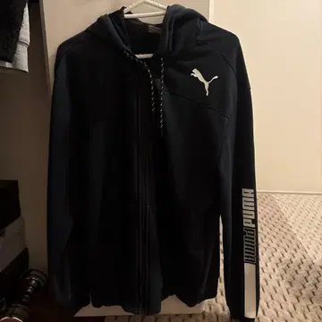 PUMA 블랙 풀 집업 후드티