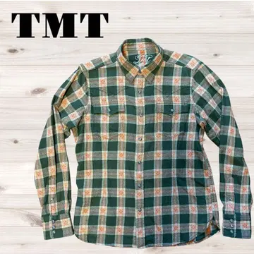 TMT 체크 무늬 긴팔 웨스턴 플란넬 셔츠 구제 의류