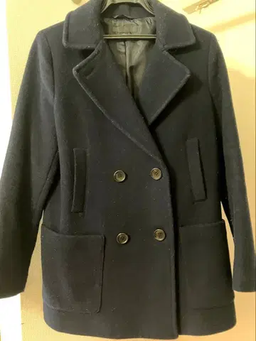 네이비 더블 브레스트 코트