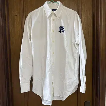 랄프 로렌 화이트 긴팔 셔츠 자수 로고