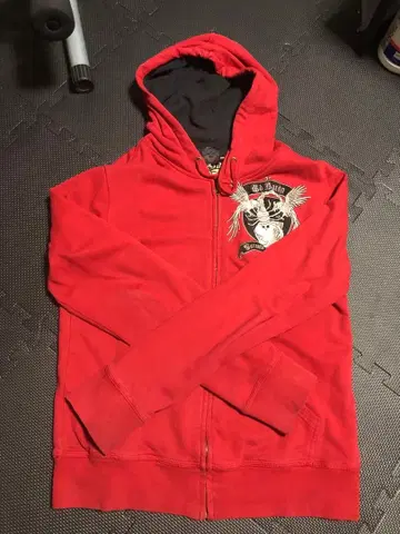 Ed Hardy 빨간색 풀 지퍼 후드티