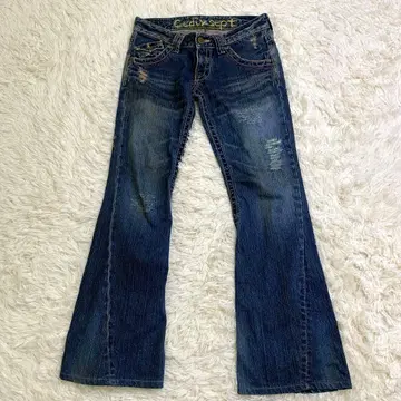 00s y2k 플레어 데님 헤이세이 갸루 그런지 자수