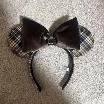 미니 체크 무늬 머리띠