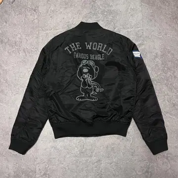 새상품급 피넛 스누피 자수 로고 MA-1 블랙 플라이트 자켓