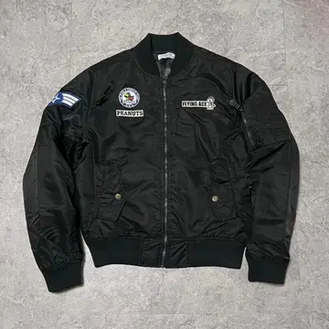 새상품급 스누피 MA-1 플라이트 자켓 블랙 피넛 자수