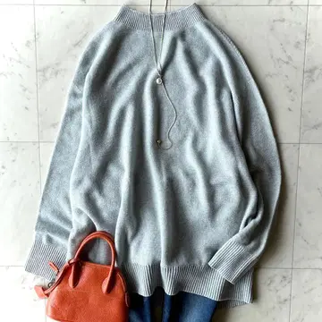 새상품급 갤러리 바이 캐시미어 혼방 보틀넥 풀오버 니트 라이트 그레이