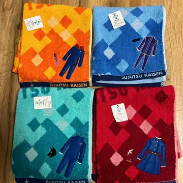 주술회전 캐릭터 타월 4개 세트