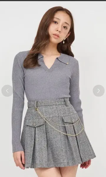 로얄 파티 워셔블 스키퍼 니트탑 그레이