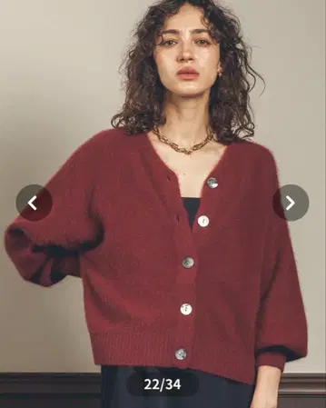 LUFOXV 넥 가디건 보르도 38