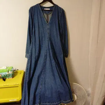 ZARA 데님 V넥 롱 원피스