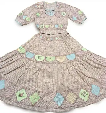 체크 무늬 럭셔리 패치워크 원피스