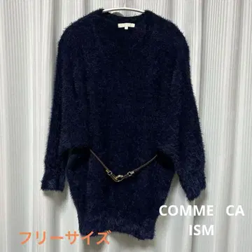 컴시즘 네이비 오버 사이즈 스웨터 벨트 포함 프리 사이즈 7부 소매