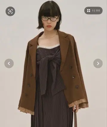 프릴 레이어드 디자인 자켓 브라운 FREE