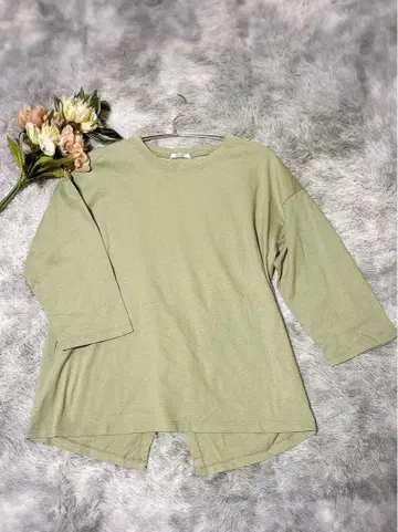 [ 연휴 세일 중 ] 면 100% dearful 라이트 그린 반소매 상의