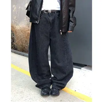 스트라이프 와이드 팬츠