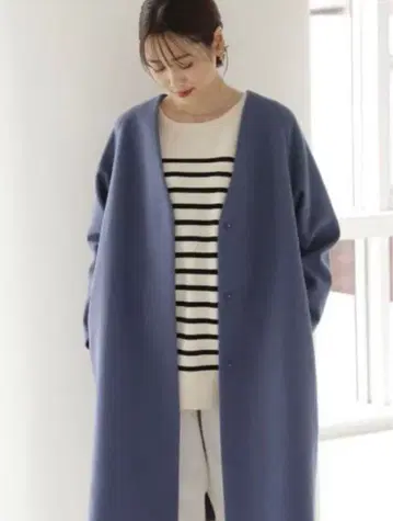 글로벌 워크 가벼운 스트레치 노카라 코트