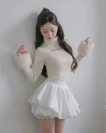 Darich 다리치 스무스 퍼 리브 니트탑 아이보리 택 포함