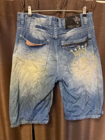 데님 숏팬츠 라이트 블루 자수