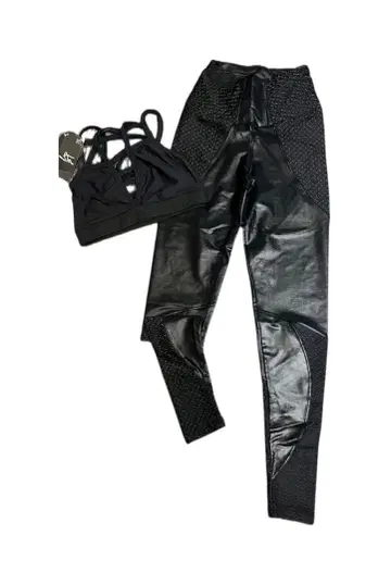 힙 쉐이프 레깅스 블랙 스포츠 브라와 레깅스 세트