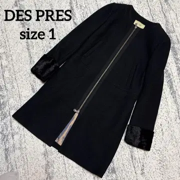 [데프레] 울 소매 에코 퍼 노카라 코트 투모로우랜드 S 블랙 고급