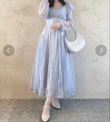 dazzlin MIX 레이스 드레스 블루 결혼식 포멀 드레스