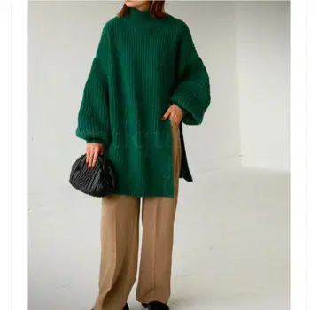 새상품 안티카! 하이넥 니트 튜닉 슬릿 있음