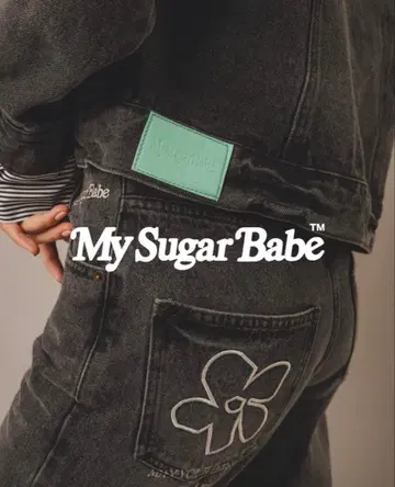 My Sugar Babe flower logo denim