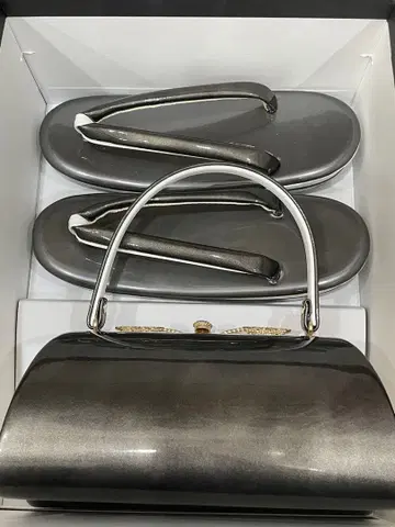 [ 미사용 새상품 ] 후리소데 기모노 조리 백 무지 그레이 포멀