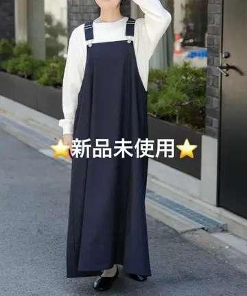 FORK&SPOON 플레어 서스펜더 원피스 NAVY