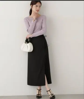 택 포함 새상품 프로포션 바디 드레싱 리본 랩스커트 블랙