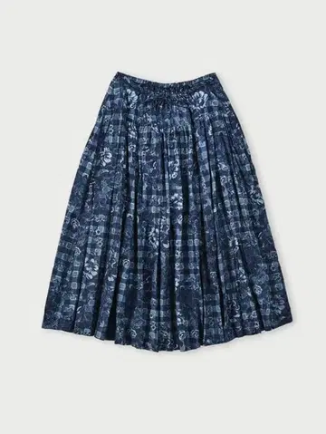 45R 45rpm 플라워 체크 프린트 이지 스커트 (인디고)