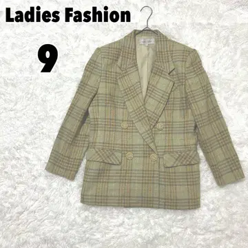 Ladies Fashion 테일러드 자켓 체크 골드 버튼