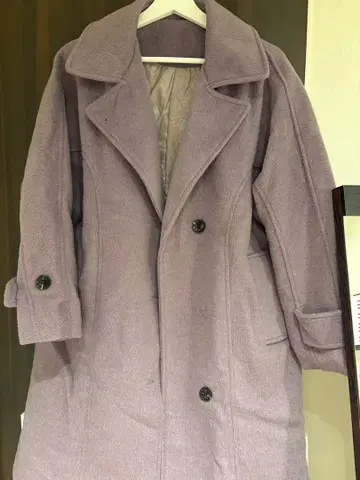 라벤더 오버 사이즈 더블 브레스트 코트