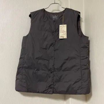 무인양품 경량 다운 포켓 베스트 노카라 L 다크 브라운