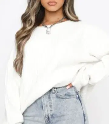 WHITE FOX 크롭 니트 화이트