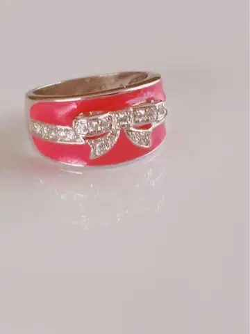 David Sigal 데이비드 시걸 핑크 에나멜 리본 링 16호