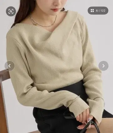 mystic 오프숄더 리브 니트