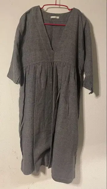 fog linen work 그레이 V넥 원피스