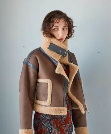 [ 새상품급 ] juemi 무스탕 코트 브라운