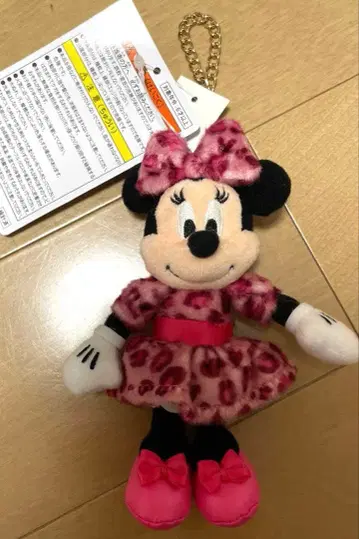 디즈니 미니 레오파드 무늬 봉제 인형 참 레오파드 무늬 핑크