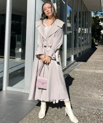 snidel 컬러 디자인 글로스 트렌치