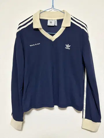 adidas sporty & rich 네이비 축구 저지