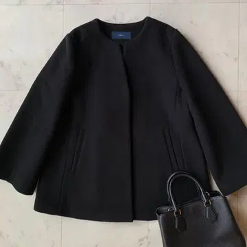 새상품급 SHIPS SUPER140 키넥 숏 울 코트 38 블랙