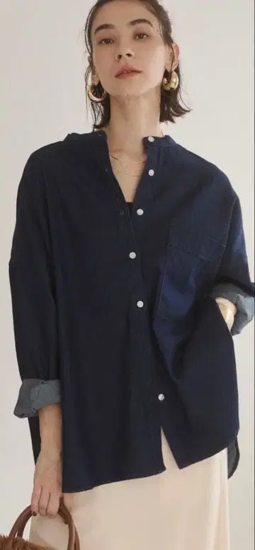 ANGIE 데님 셔츠 인디고 블루